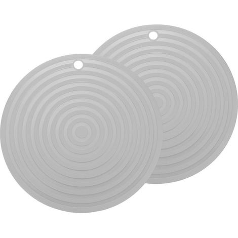 2er Set Silikon Untersetzer hitzebeständig 23,6cm Hellgrau