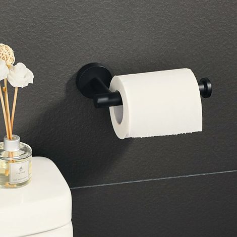 Porte papier toilette mural Porte papier toilette en acier inoxydable 304 finition polie, noir (1/4)