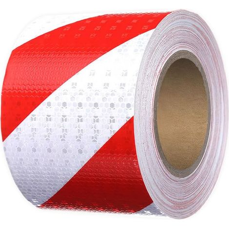 10m x 10cm Bande Réfléchissante Autocollante Rouge et Blanc,Intensité Ruban Reflechissant Sécurité Adhesif Haute Ruban Adhésif Réfléchissant Avertissement Haute Visibilité pour Voiture, L'extérieur (1/5)