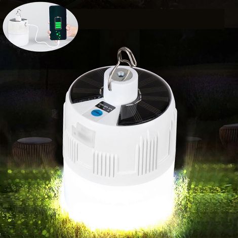 Lampe de camping avec aimant, ampoule LED solaire d'extérieur, lampe torche LED portable rechargeable pour téléphone. (1/5)