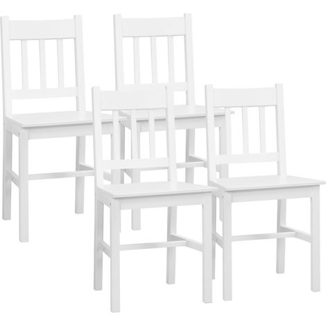 Lot de 4 chaises de salle à manger modernes en pin blanc avec dossier – Idéales pour cuisine et salon (1/5)