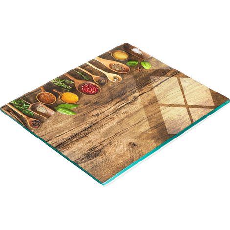 Dekoratives Schneide- und Servierbrett aus Glas für Gewürze und Holz, 60 x 52 cm (1/5)
