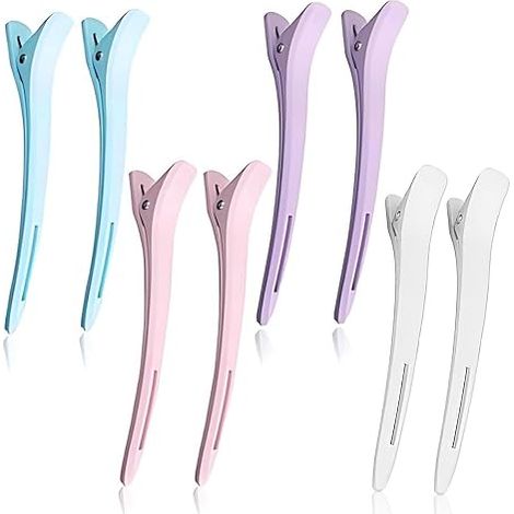 Sollbry Lot De 8 Pinces À Cheveux Crocodile 11.5Cm Antidérapantes Sans Trace Pour Sectionnement Coupe, Bec De Canard Pratiques Coiffeur En Rose, Bleu, Blanc, Violet (1/5)