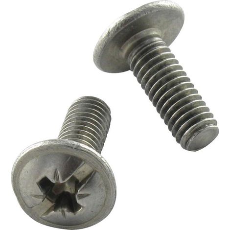 Vis métaux Poelier tête ronde large Tête ronde large Pozi et fendu 6X20 Inox-1 pièce (1/3)
