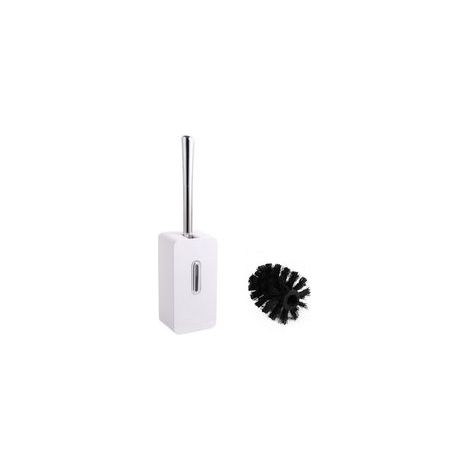 Brosse WC Brosse WC pour Salle de Bain avec Support Brosse WC à Long Manche en Acier Inoxydable Brosse WC Cachée Brosse WC à Fermeture Automatique avec 2 Têtes de Brosse, Blanc (1/5)