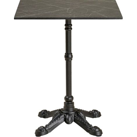 Table de bistrot carrée VALIZA 60cm – Plateau effet marbre gris foncé & pieds en aluminium noir (1/5)