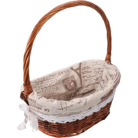 Panier Rotin Tissé avec Poignées Panier de Récolte avec Doublure Tissu Rangement Cuisine et Camping Léger pour Pique- Automne et Cueillette de Fleurs (1/5)