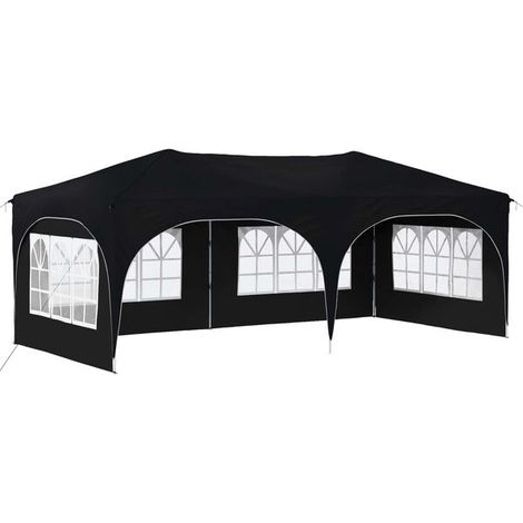 Tente de réception portable, dimensions : 575 x 288 x 245 cm, toile Oxford gris anthracite. (1/5)
