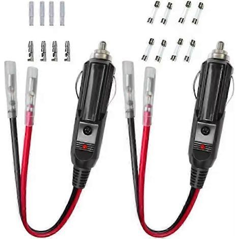 Compatible avec les prises allume-cigare de remplacement 12V/24V pour automobiles, avec fils et câblage, bornier à une extrémité, cordon d'alimentation à monter soi-même. (1/5)