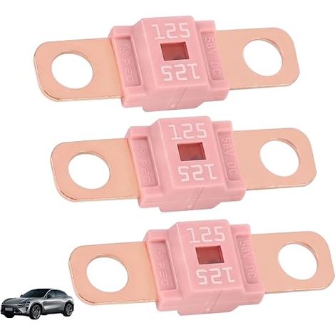 3 x Midi Fuses 125A, Car Fuse, High Voltage 12V-58V, Compatible with Cars, Trucks, Construction Vehicles, Buses, Caravans (1/5)