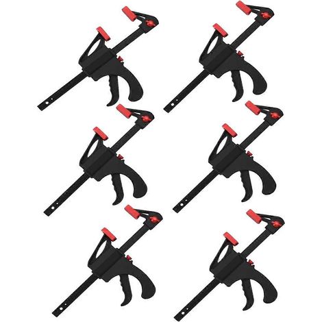 Lot de 6 serre-joints à cliquet Quick Grip de 10 cm (4 pouces), outils de serrage à main pour le bois, serrage rapide et facile. (1/5)