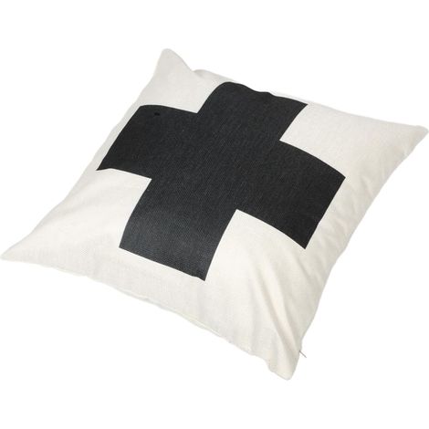 Funda de almohada con estampado de cruz, lino, cierre de cremallera, protector de almohada (1/3)