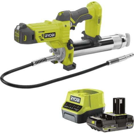 Pack RYOBI pompe à graisse 18V R18GG-0 - 1 batterie 2.0Ah - 1 chargeur rapide RC18120-120