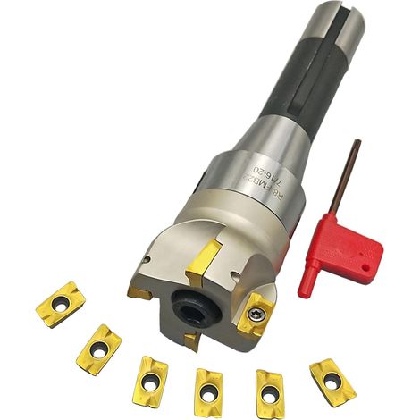 12PCS R8 Kit de Fraisage R8-FMB22 Porte-Outil 7/16-20 Filetage+BAP400R 50-22-4T 90° Fraisage + APMT1604PDER Plaquettes indexables en carbure CNC (1/5)