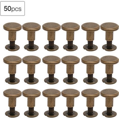 Set mit 50 8-mm-Flachkopfnieten aus reinem Kupfer, Lederriemenschrauben, Notizbuchbindeset, Bronze (1/5)