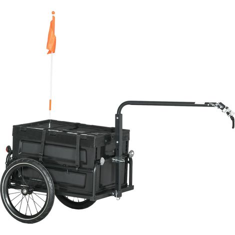 Remorque à Vélo Pliable avec Coffre Amovible 65L, Chariot de Transport en Acier, Charge Max 40 kg (1/5)