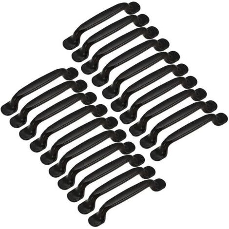 20 Stück Küchentürgriffe für Schränke, Schubladen, Schlafzimmermöbel, Mittenabstand 128 mm, schwarzes Aluminium FLITI