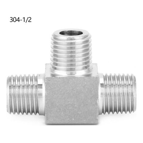 Rosvola Connecteur de tuyau en acier inoxydable, 3 voies BSPT, filetage mâle, raccord de tuyau, BSPT 1/2 pouces. (1/5)