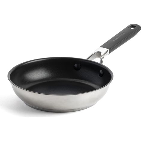 KitchenAid Classic Padella in Acciaio Inox Antiaderente in Ceramica senza PFAS da 20 cm, Clad, Induzione, Manico Stay-Cool, Sicura in Forno fino a 160°C, Argento (1/5)