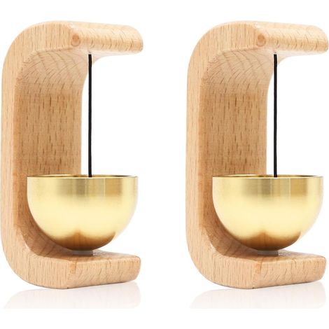 Ensemble de 2 sonnettes magnétiques en bois avec clochette de porte - Sonnette en laiton doux - Non électrique - Convient pour la maison, les magasins, les salles de classe, les bureaux et les chatièr (1/5)