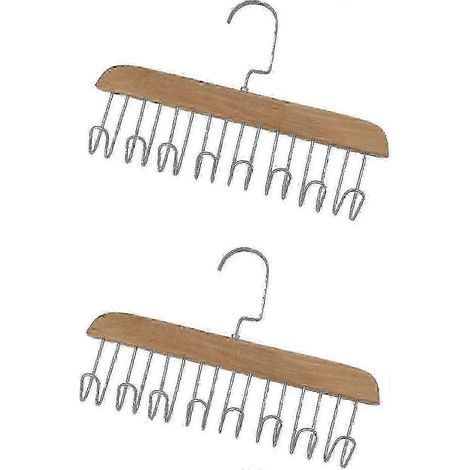 Ensemble de 2 cintres pour débardeurs et soutiens-gorge avec 8 crochets  Cintre pour cravates et ceintures  Cintre pour cravates et ceintures  Cintre en bois H (1/5)