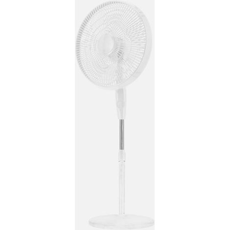 ABRILA - Ventilador de Pie Escudero 50W  3 Velocidades y 5 Aspas  Fijo y Rotatorio  Orientable  Diseño Elegante  Regulable en Altura  100/115x40x40 cm  Blanco