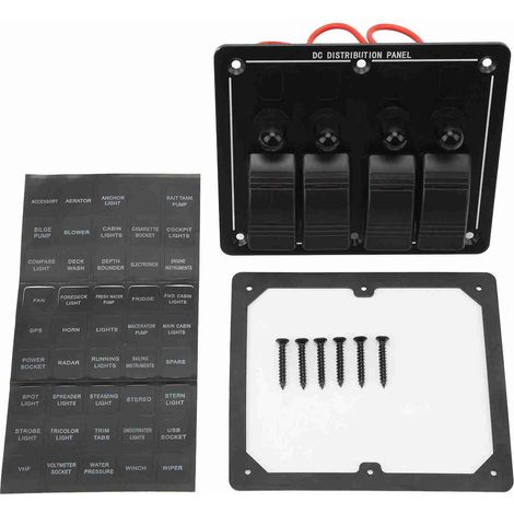 Tableau de Commande Marine 4 Interrupteurs à Basculeur 12-24V IP66 Etanche avec Indicateur LED pour Voitures Camping-Cars Moto (1/5)
