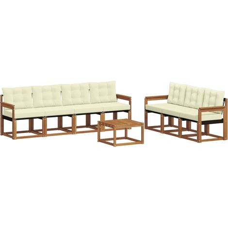 vidaXL Outdoor Sofa Set 8 pcs Natural and Cream (1/5)