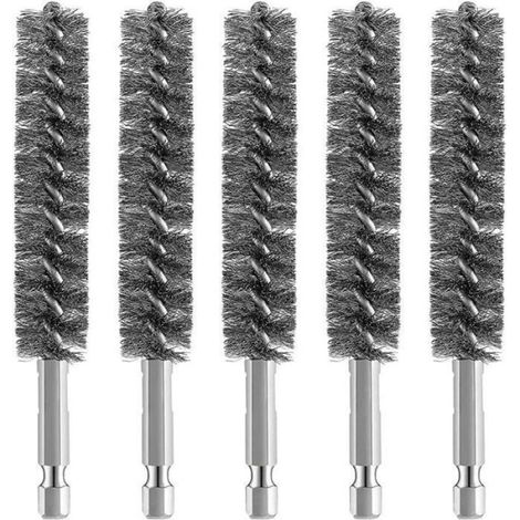 Brosse Métallique Pour Perceuse - Acier Inoxydable - Tige Hexagonale 6 mm - Pour Nettoyage et Ébavurage - Lot de 5 (1/4)