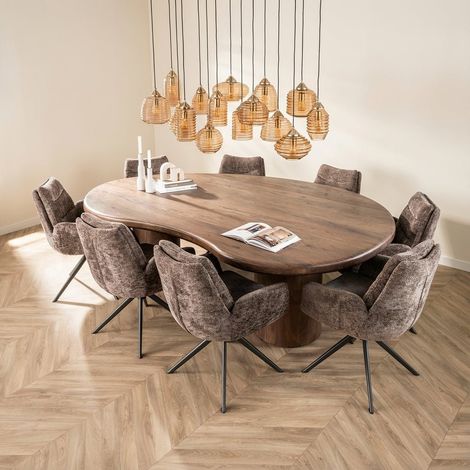 Organisch geformt Esstisch Alo Akazienholz Braun 240x160 cm