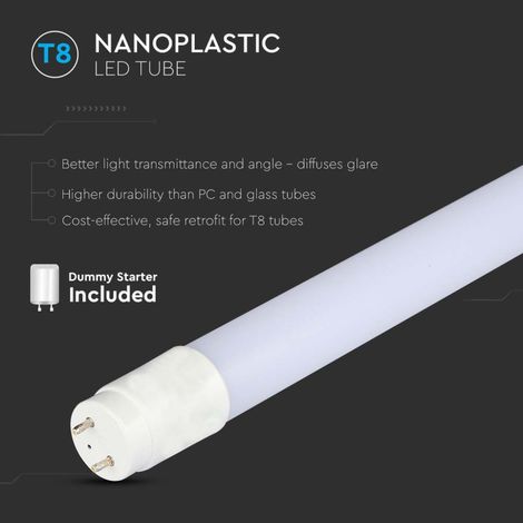 V-TAC T8 LED Röhre 18W G13 120cm inkl. Starter nicht drehbar warmweiß