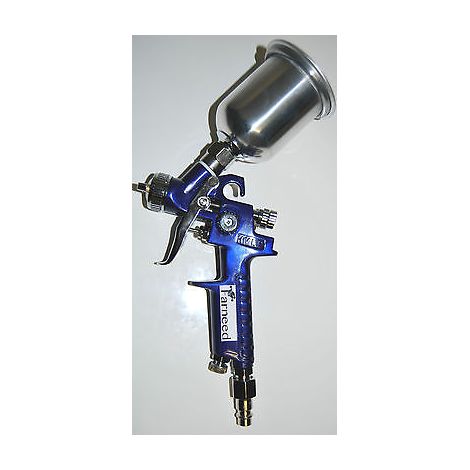 AEROGRAFO HVLP CON SERBATOIO SUPERIORE ACCIAIO 120cc UGELLO 1mm PISTOLA SPRUZZO