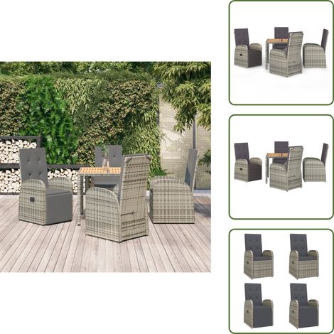 Ratán sintético - vidaXL Set comedor de jardín 5 piezas con cojines ratán sintético gris - Cojines para jardín