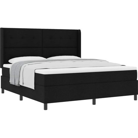 Maison Exclusive - Lit à ressorts avec coussin Noir 200 x 180 cm tissu (1/5)