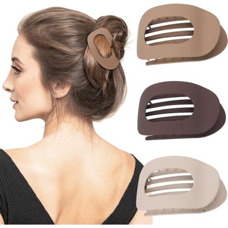 Juego de 3 pinzas para el cabello planas y redondas, acabado mate, tamaño grande, pinzas resistentes, adecuadas para cabello fino y grueso, pinzas para el cabello de mujer (1/5)