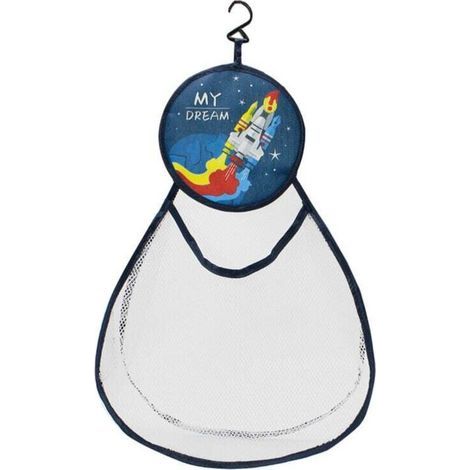 pair Sac de rangement pour jouets de salle de bain pour enfants pour le stockage de jouets de bain dessin animé sac suspendu de grande capacité(Fusée)