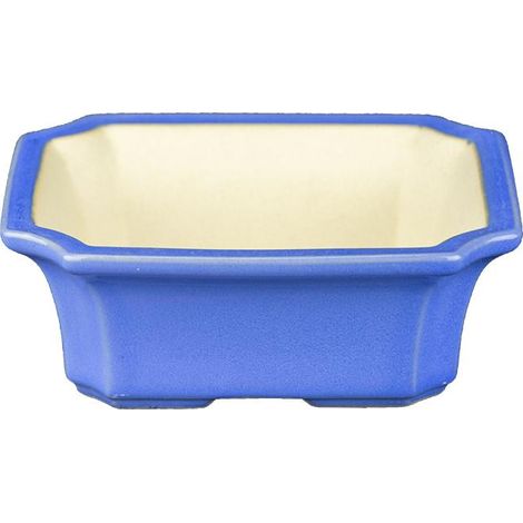 Vaso per bonsai rettangolare in gres smaltato azzurro 12x12x5,5 cm - A28