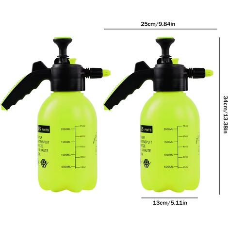 (Lot de 2 verts) Pulvérisateur de jardin 2L avec pompe à eau, sangle réglable, outil d'irrigation pour plantes, pelouse et jardin. (1/5)