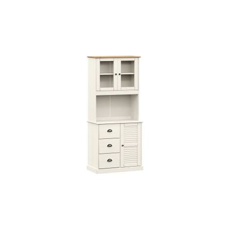 Buffet haut VIGO blanc 78x40x175 bois massif de pin (1/5)