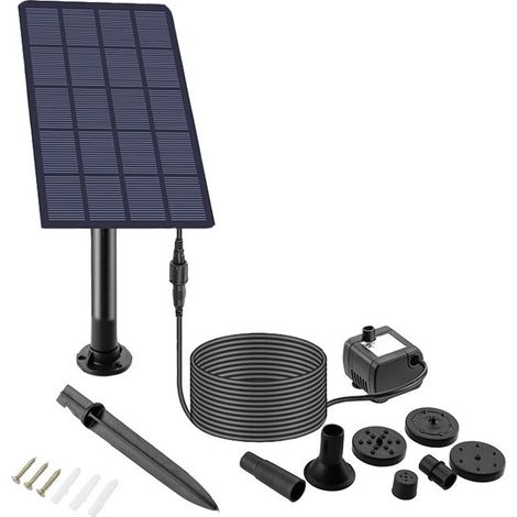 Pompe à eau solaire pour fontaine extérieure, pompe à eau solaire 2,5 W pour fontaines, étang, kit avec piquet, pompe à énergie solaire pour bain d'oiseaux, étang, jardin, arrièrecour, piscine (1/5)
