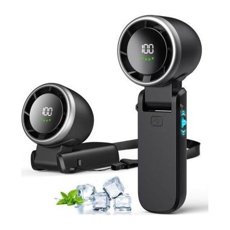 Ventilateur portable, refroidissement turbo 100 vitesses, mini ventilateur pliable 3 en 1, rechargeable par USB-C, réglable à 180 (1/5)