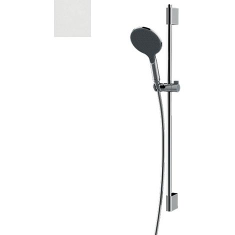 Ensemble barre de douche ronde et pomme de douche blanc mat Apice - Bossini DA5059045