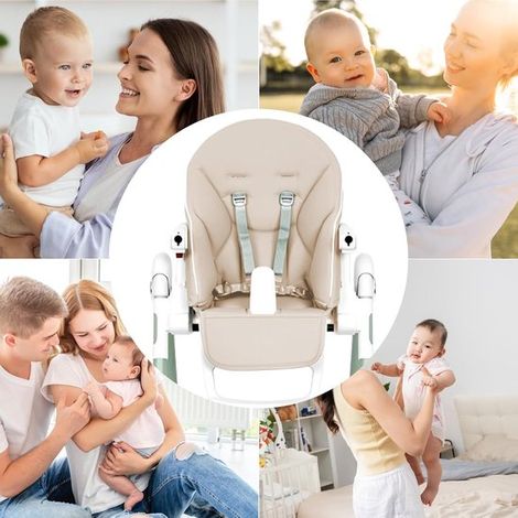 Hochstuhlkissen passend für Hochstühle PU-Lederhochstühle und Babystühle geeignet für gepolsterte Hochstühle von Marken wie Peg Perego Kosmic Jan grau (1/5)
