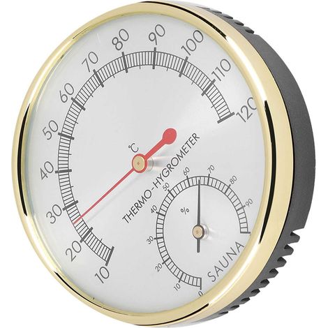 Mechanisches Thermometer-Hygrometer für die Sauna – Hochpräzisionsgefertigtes Metall, Maße: 10 cm x 10 cm x 2,5 cm, mehrfarbig, 1 Stück (1/5)