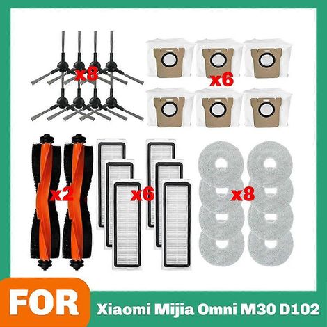 Filtre HEPA, sac à poussière, chiffon de nettoyage, accessoires pour aspirateur Xiaomi Mijia Omni M30 D102, brosse latérale de rechange (1/5)