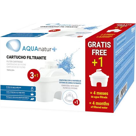 TM Electron TMFIL104+ Confezione da 4 a 8 mesi di filtri dell'acqua, compatibili con i caraffe Maxtra e Maxtra+, 4 pezzi (1/4)