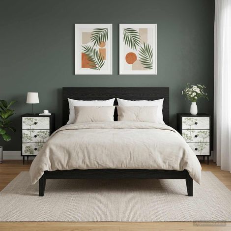 vidaXL Table de chevet GOTHA 2 pc Chêne noir 36 x 33 x 61 cm (1/5)