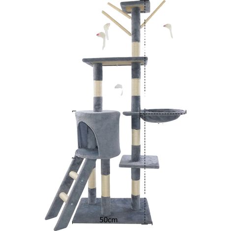 Árbol rascador para gatos, cinco niveles, diseño estable, GRIS (1/2)