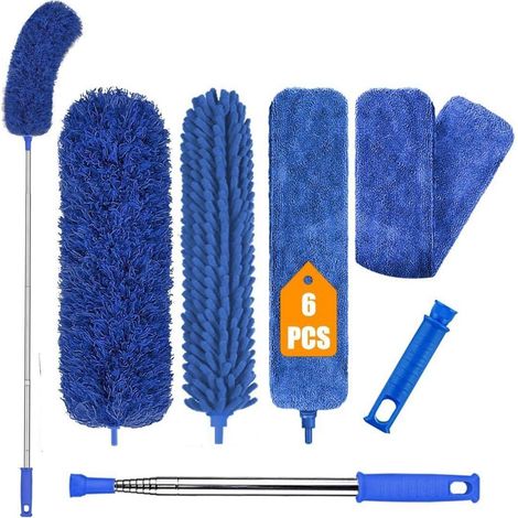 Staubwedel Teleskop Ausziehbar 245cm Waschbar 6 Pcs Blau (1/5)