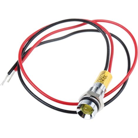 Voyant LED lumineux Jaune RS PRO, dia. 6mm, 24V c.c., taille de la lampe 3 mm, IP67 ( Prix pour 1 )